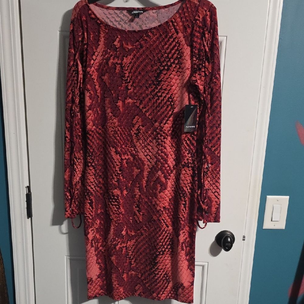 Chaps Bold Red Snake Pattern Dress